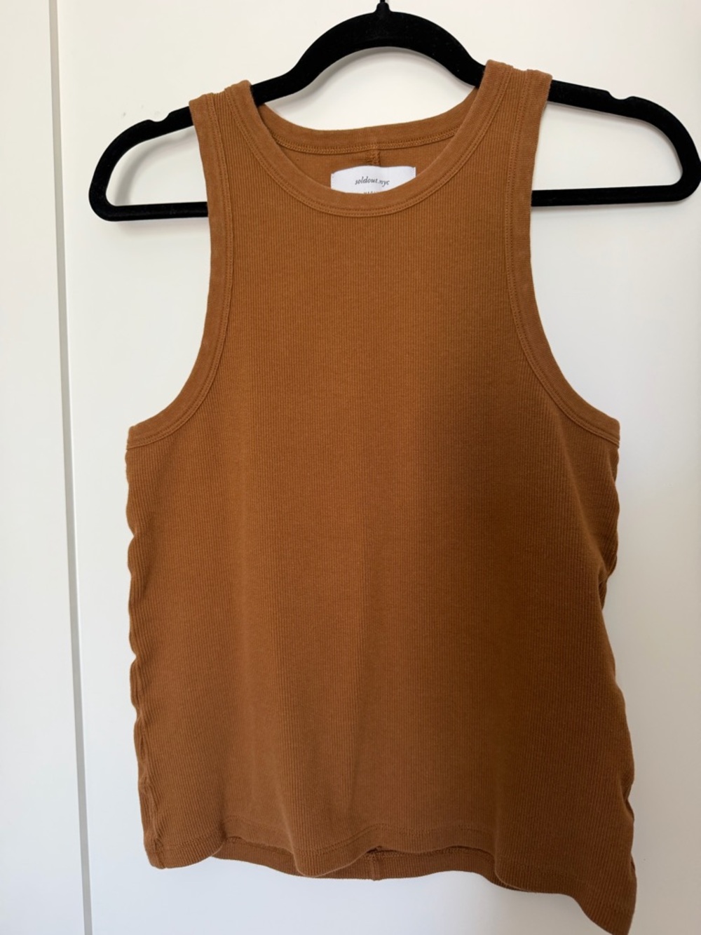 Ribbed Sleeveless Tank Top in Warm Brown